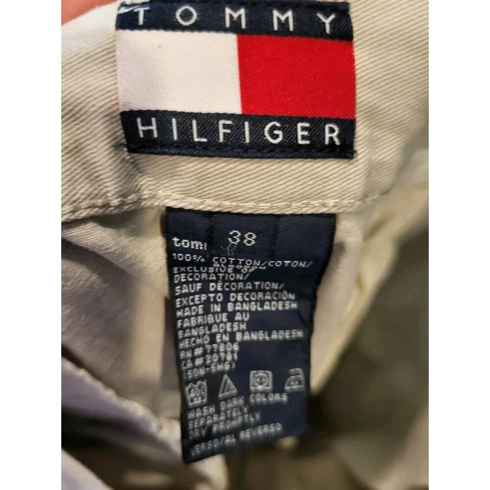 Vtg Tommy Hilfiger Beige Cargo Shorts Sz 38